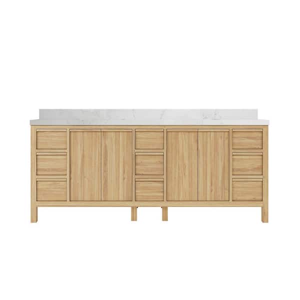 Willow Collections Elizabeth 84 in. W x 22 in. D x 36 in. H Double Sink Bath Vanity in Natural with 2" Empira Quartz Top