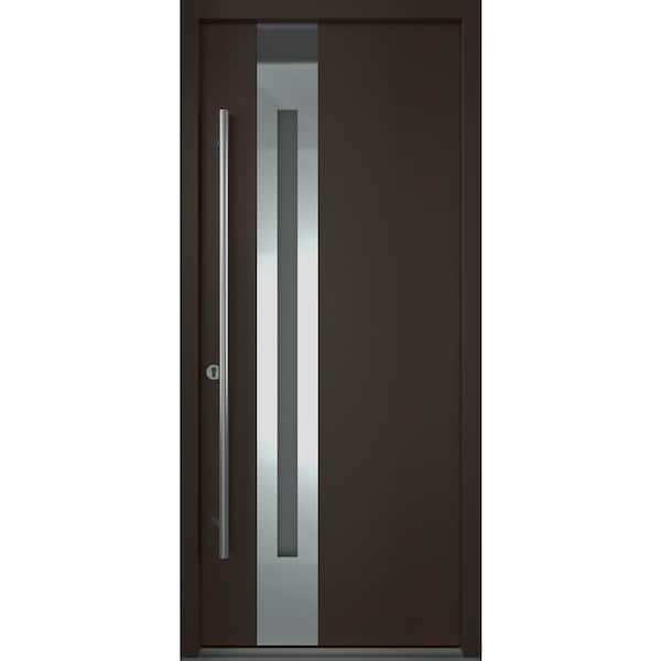 Belldinni ZEPHYR 37 in. x 82" Right-Hand/Inswing Frosted Glass BROWN/WHITE Finished Steel Prehung Front Door with Hardware Kit