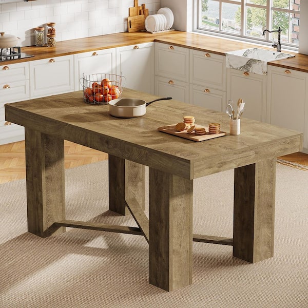 TRIBESIGNS WAY TO ORIGIN Natural Wood 55 in. Kitchen Island with X