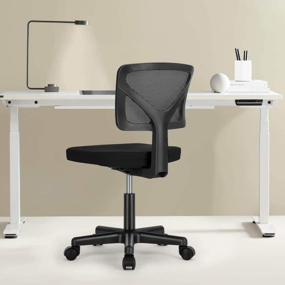 Mesh Low-Back Ergonomic Task Chair in Black, Armless Computer Chair Home Office Desk Chair