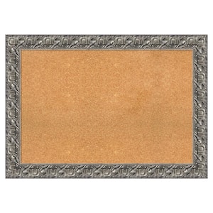 Silver Luxor Wood Framed Natural Corkboard 42 in. x 30 in. Bulletin Board Memo Board
