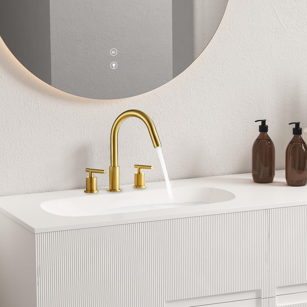 Balen Brushed Gold Solid Brass Widespread Bathroom Faucet