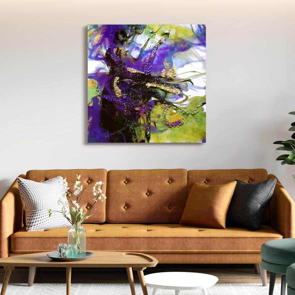 Vibrant Essence I 40" Abstract Canvas with Epoxy and Crystal Shards