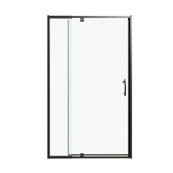 38-42 in. W x 71 in. H Pivot Swing Framed Shower Door in Matte Black with Clear SGCC Tempered Glass
