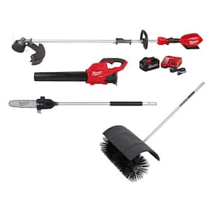 M18 FUEL 18V Lithium-Ion Brushless Cordless Electric String Trimmer/Blower Combo Kit with Bristle Brush Pole(4-Tool)