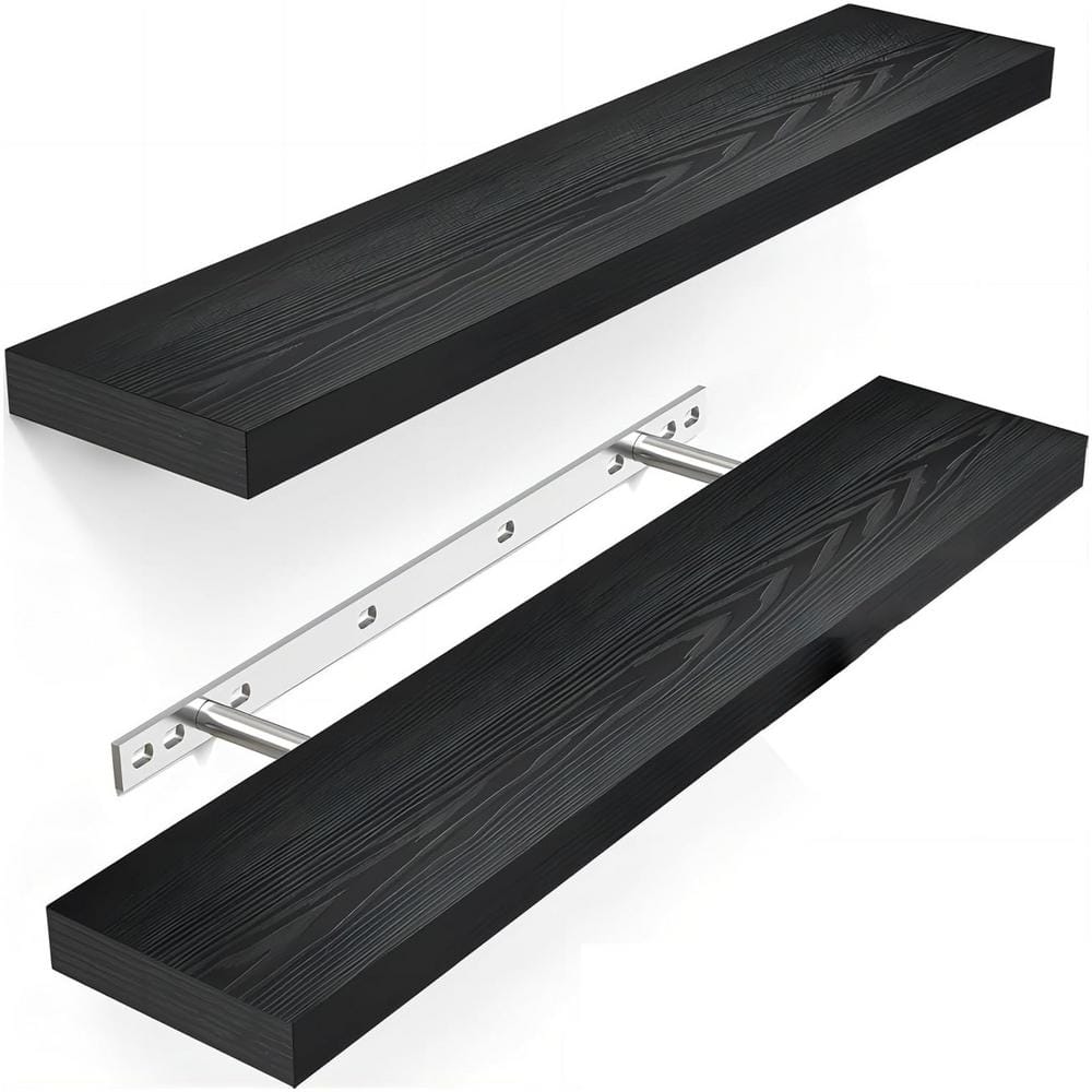 22.5 in. W x 6.7 in. D Black Engineered Wood Decorative Wall Shelf