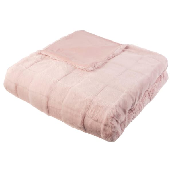 Lavish Home Pink 60 x 80 in. Faux Fur Throw Blanket