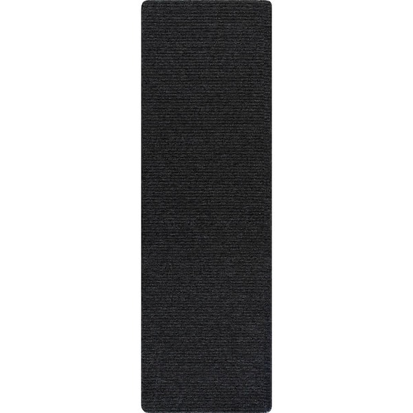 Oasis Non-Slip Dark Grey 2 ft. x 10 ft. Solid Indoor Area Rug