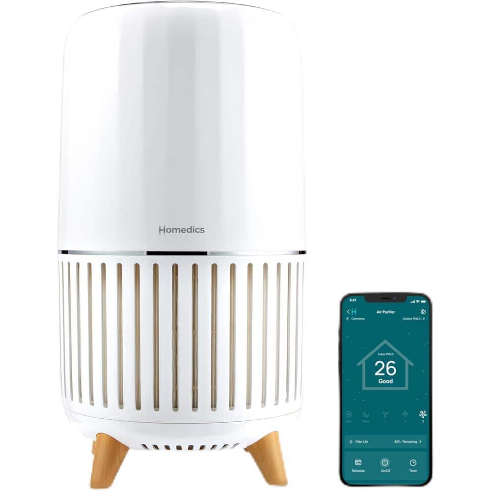 White Smart HEPA Air Purifier with UV-C and Voice Control