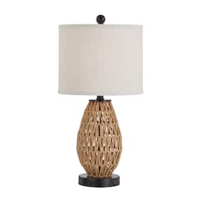 Adone 23 in. H Brown Touch Control Rattan Table Lamps with 2 USB Ports and AC Outlet