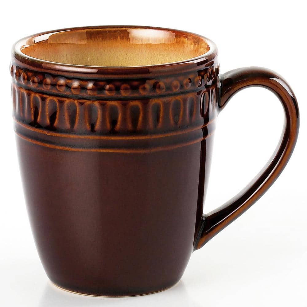 Rustic Brown and Caramel Ceramic 16-Piece Dinnerware Set