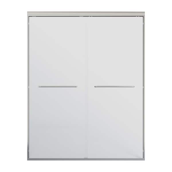 KOUIMO 56-60 in. W x 72 in. H Semi Frameless Double Sliding Shower