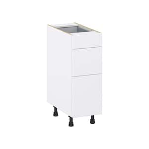 Fairhope Bright White Slab Assembled Base Kitchen Cabinet with 3 Drawer (12 in. W X 34.5 in. H X 24 in. D)