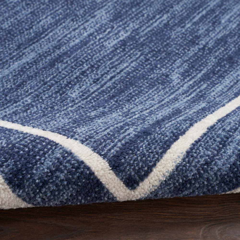 Navy/Ivory Synthetic 5' Square Indoor/Outdoor Easy-Care Rug