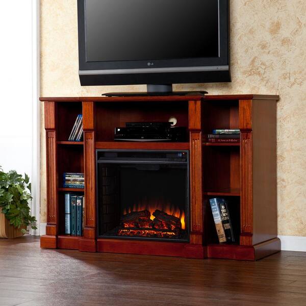 Southern Enterprises Scarlett 52 in. Freestanding Media Electric Fireplace in Classic Mahogany