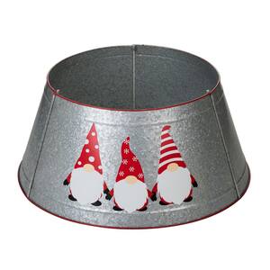 26 in. D Christmas Galvanized Metal Gnomes Tree Collar (KD)