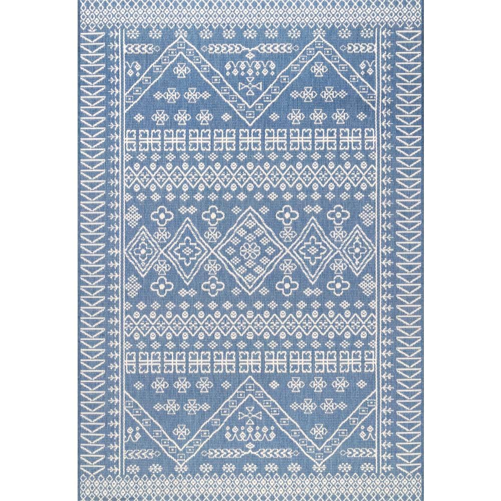 Kandace Tribal Blue 4 ft. x 6 ft. Indoor/Outdoor Patio Area Rug price history on PriceWatchPro