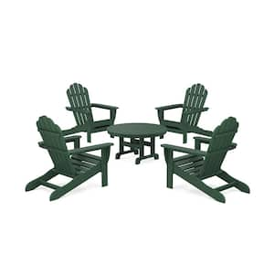 Monterey Bay 5-Piece Plastic Patio Conversation Set Adirondack Chair in Rainforest Canopy