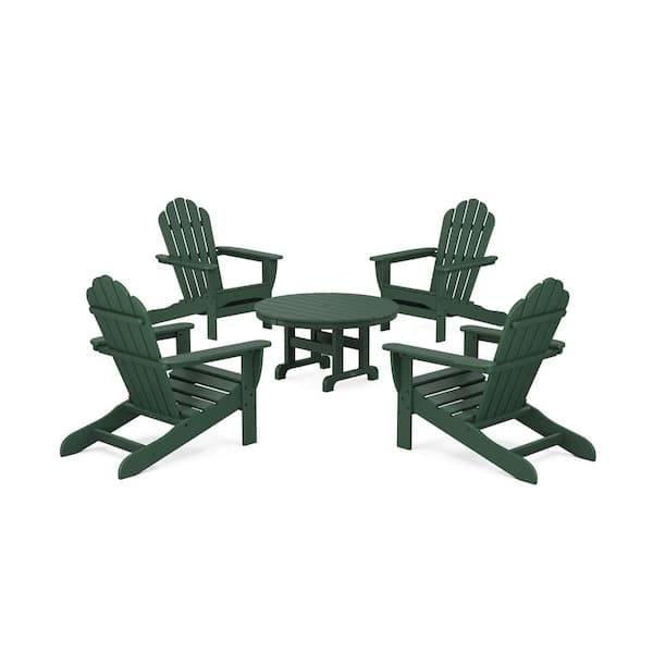 Trex Outdoor Furniture Monterey Bay 5-Piece Plastic Patio Conversation Set Adirondack Chair in Rainforest Canopy