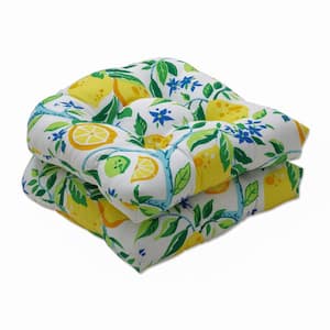 19 in. x 19 in. Outdoor Dining Chair Cushion in Yellow/Blue/Green (Set of 2)