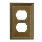 Tiered 1 Gang Duplex Outlet Metal Wall Plate - Rustic Brass (2-Pack)