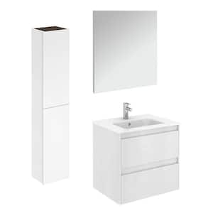 Ambra 23.9 in. W x 18.1 in. D x 22.3 in. H Single Sink Bath Vanity in Matte White with White Ceramic Top and Mirror