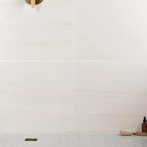 Terius Dolomite Warm White 23.54 in. x 23.54 in. Polished Marble Look Porcelain Tile (15.49 sq. ft./Case)