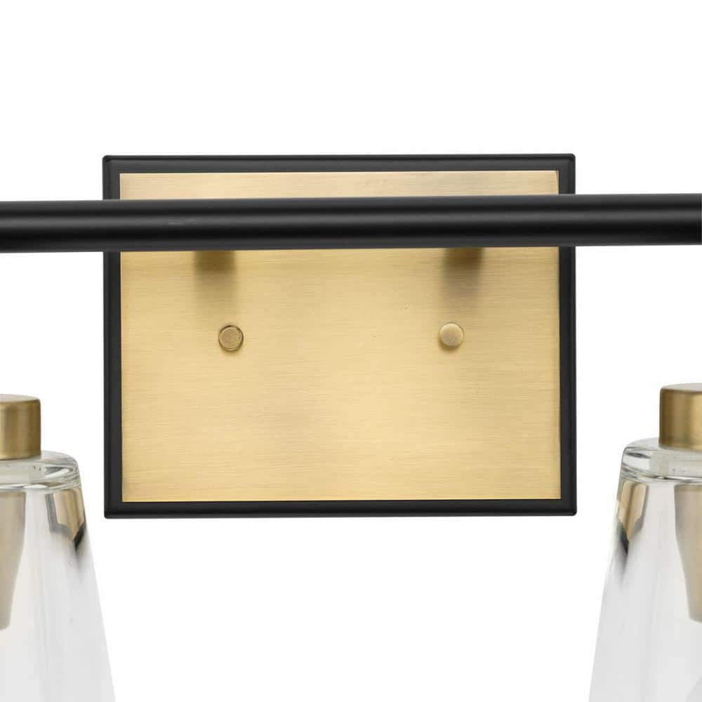 Cassell 14.5" Matte Black and Brushed Nickel Vanity Light with Clear Glass Shades