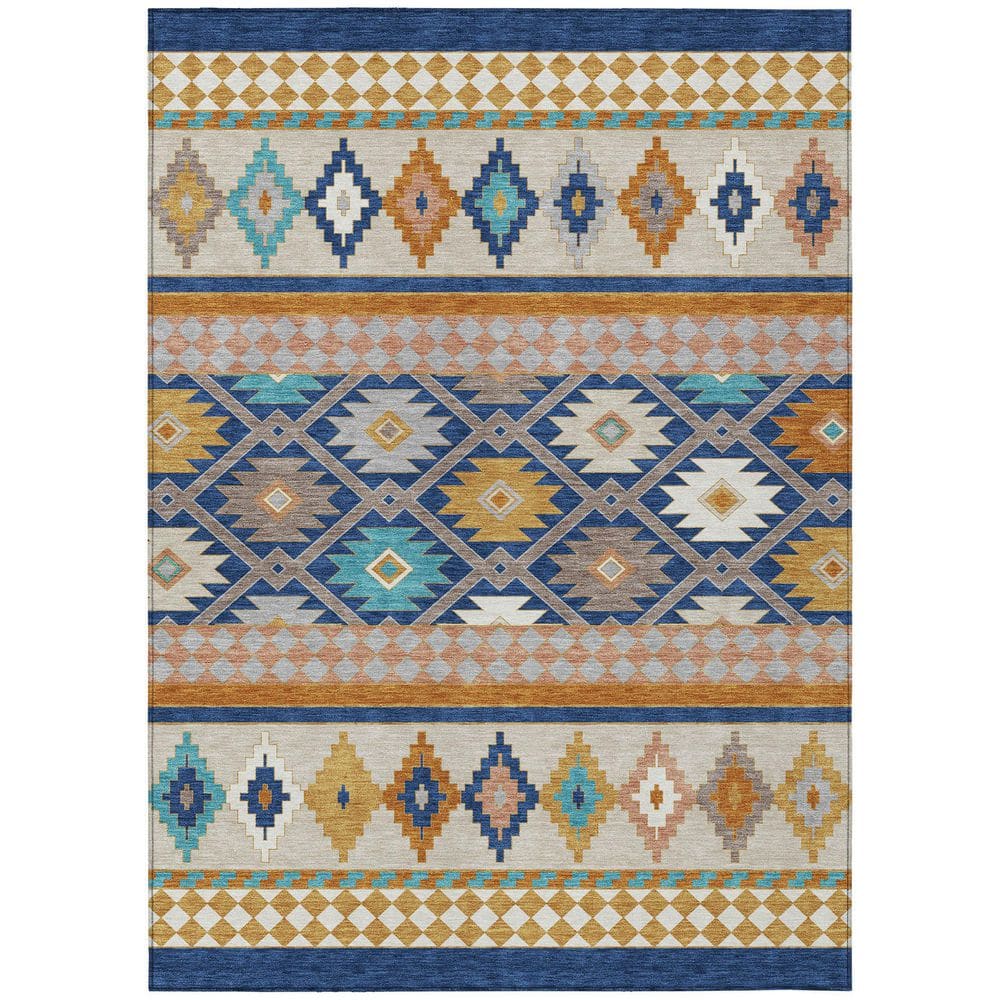 Chantille Machine Washable Indoor/Outdoor Abstract ACN2519 Navy 3 ft. x 4 ft. Area Rug price history on PriceWatchPro