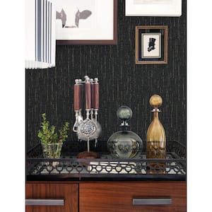 Sanburn Metallic Linen Black Non Pasted Non Woven Wallpaper Sample