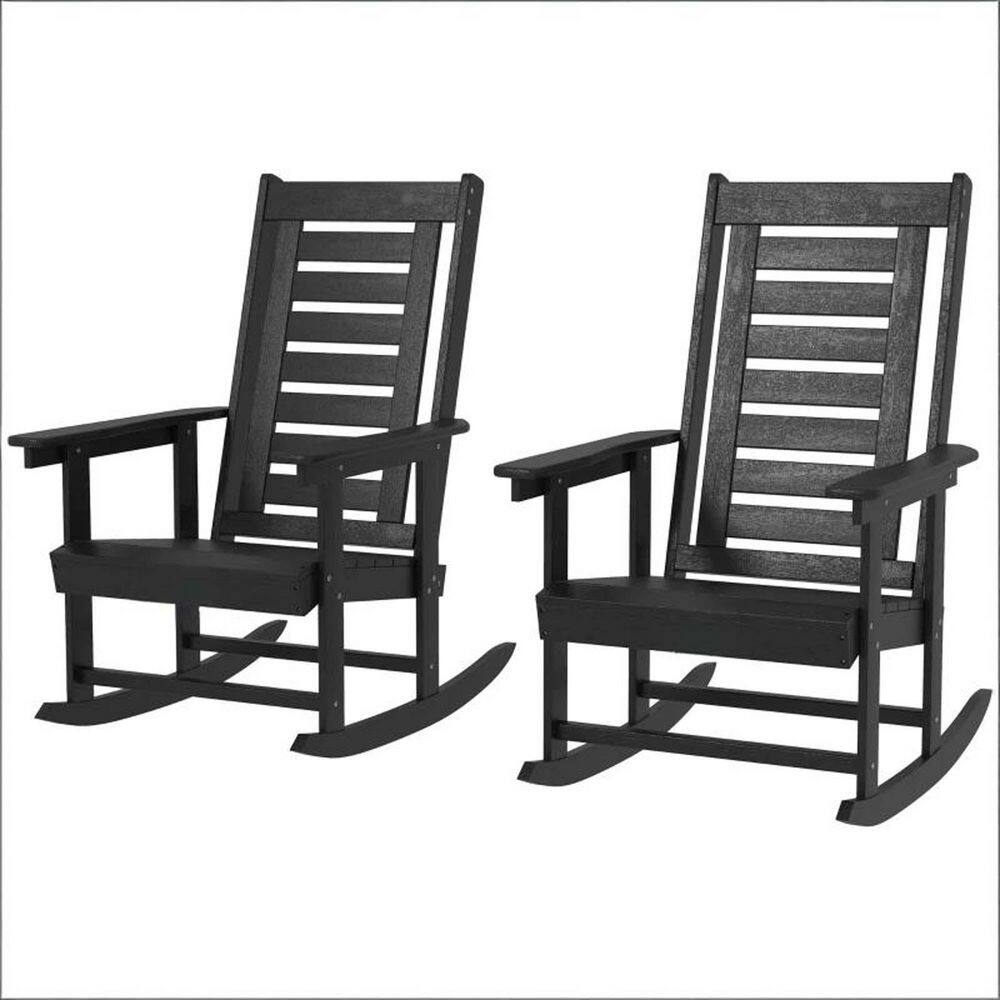 2 Pieces Black Plastic Outdoor Rocking Chair with Wide Armrests price history on PriceWatchPro