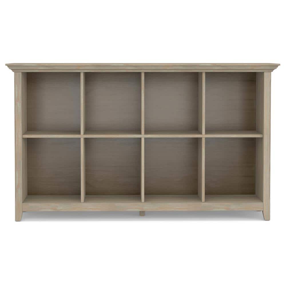 Distressed Grey Solid Wood 8-Cube Storage Console Table