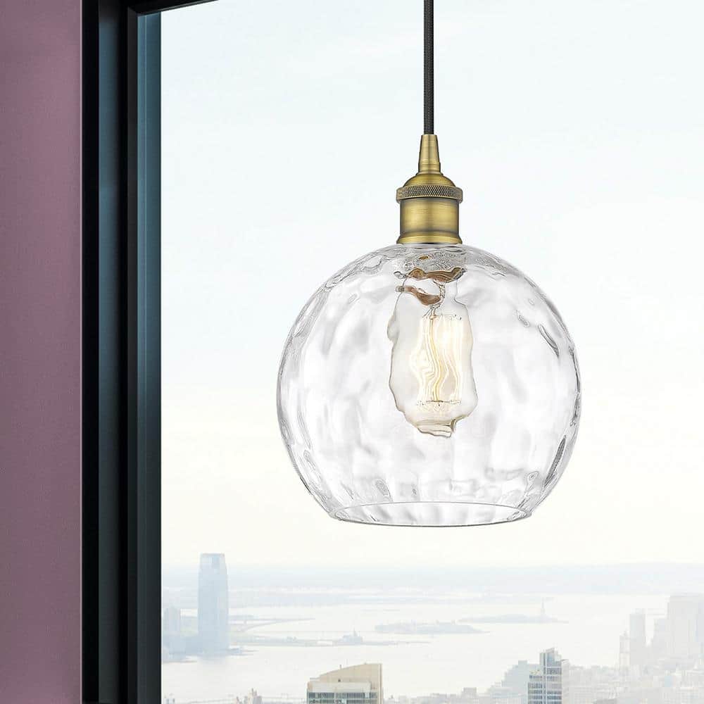 Athens Brushed Brass Mini Globe Pendant Light with Clear Glass Shade