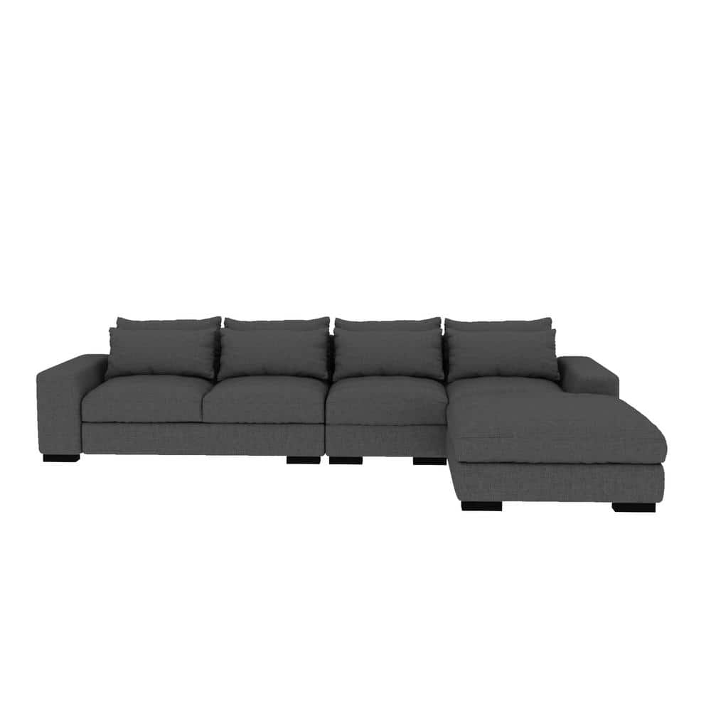 Magic Home 5-piece 150 In. W Linen Rectangular Moveable Sectional Sofa 