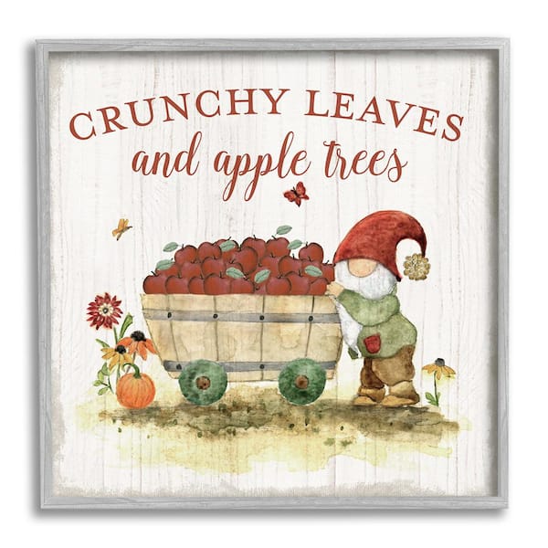 Stupell Industries Fall Apple Tree Phrase by Tava Studios (1-Piece) Framed Graphic Print Fantasy Poster Art Print 17 in. x 17 in.