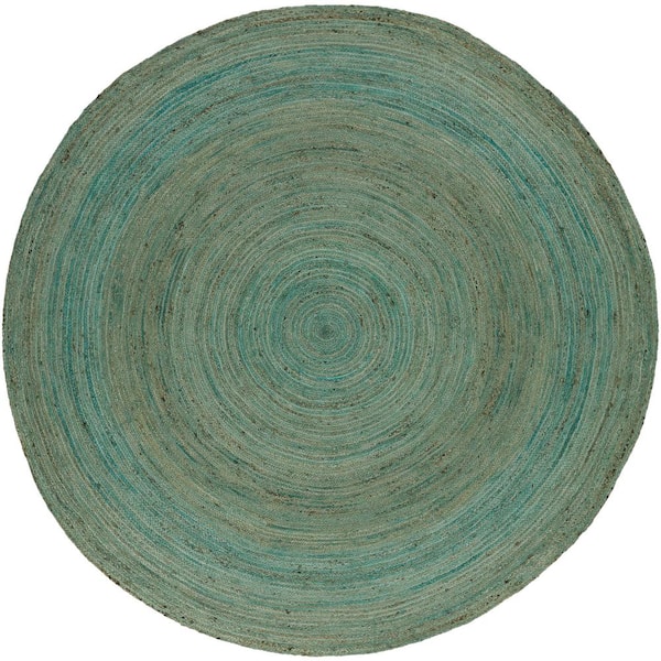 Livabliss Carmichael Teal Doormat 3 ft. x 3 ft. Round Area Rug