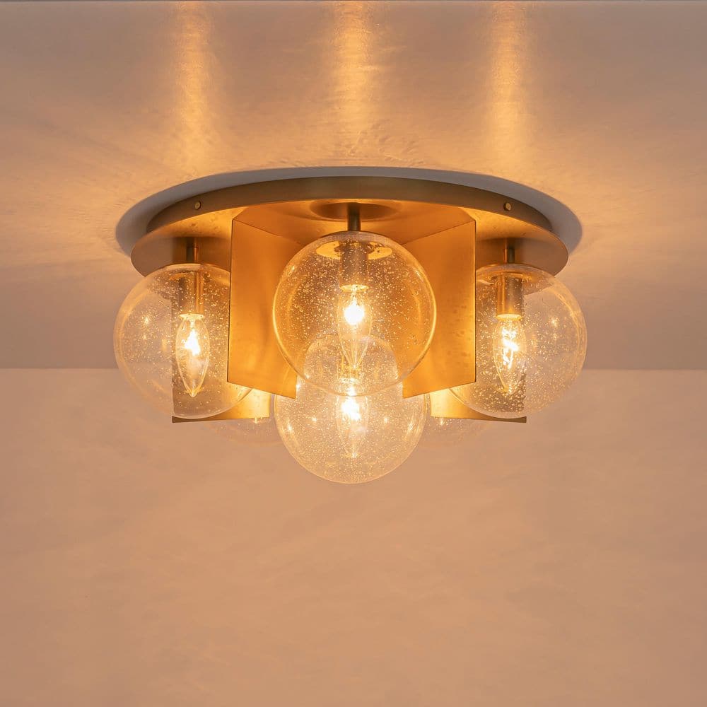 6-Light 18.5 in. Modern Round Brushed Gold Flush Mount Ceiling Light with Clear Seeded Bubble Glass Globes for Kitchen price history on PriceWatchPro