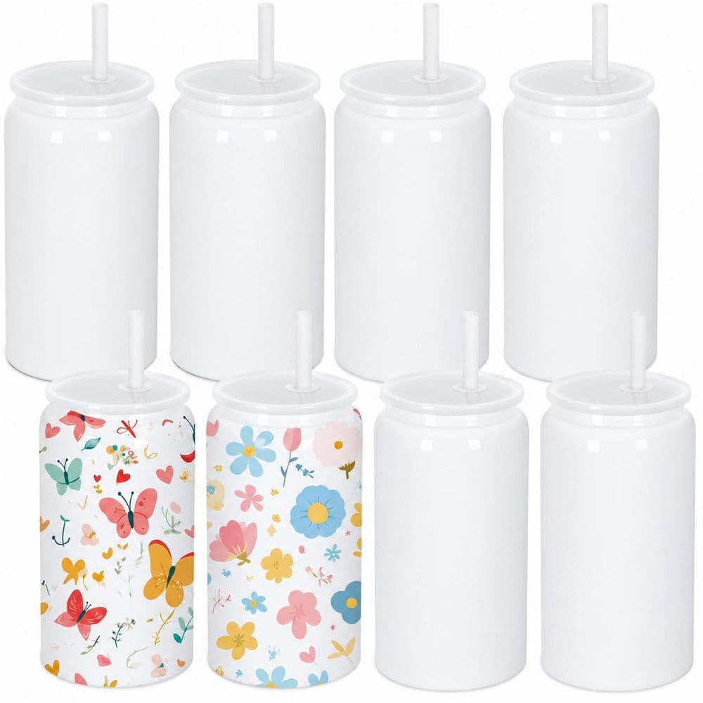 8-Pack 16 oz. Stainless Steel Sublimation Tumbler Cups, Double-Wall Vacuum Insulated, BPA-Free Lids White price history on PriceWatchPro
