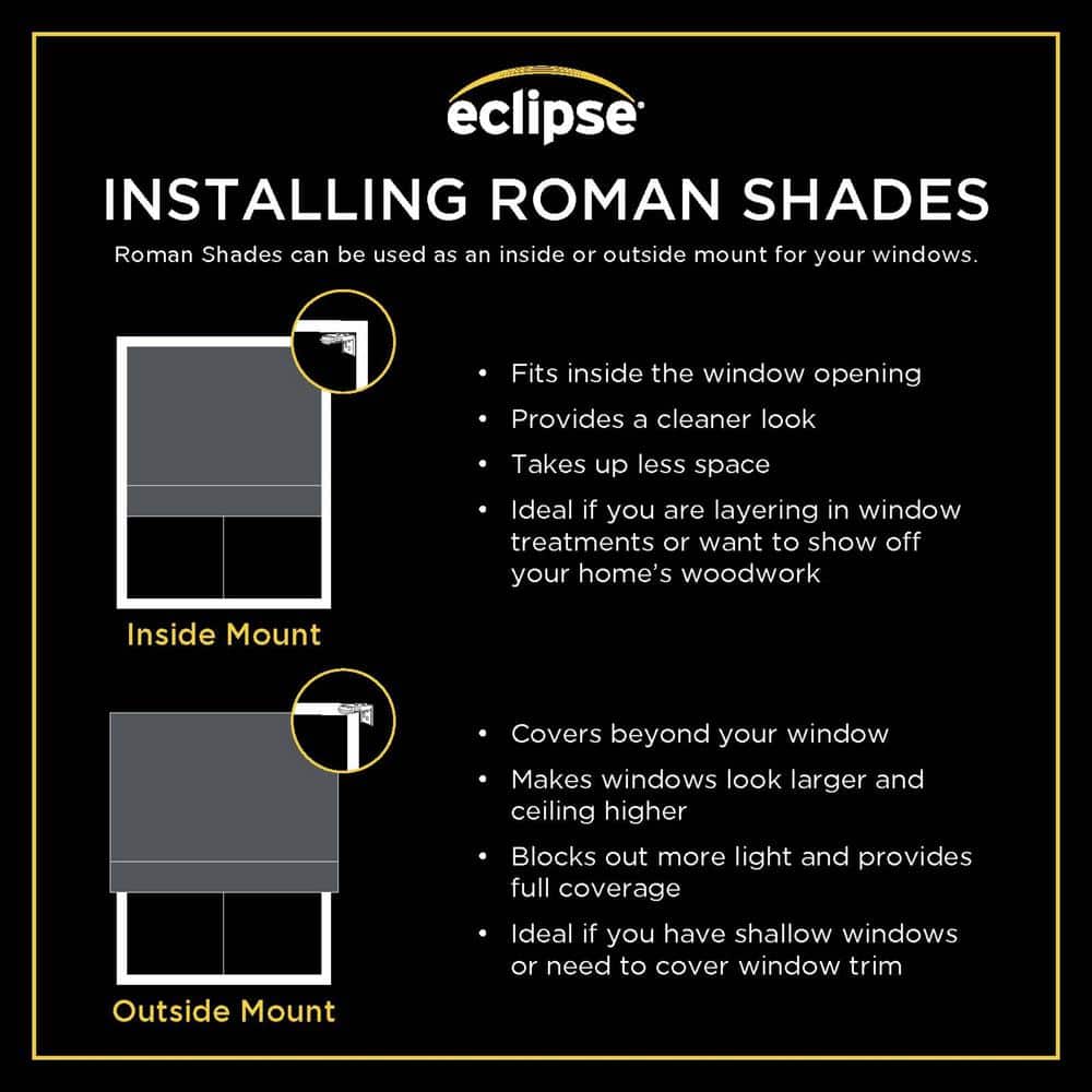 Black Fabric Cordless Blackout Roman Shade 23" x 64"