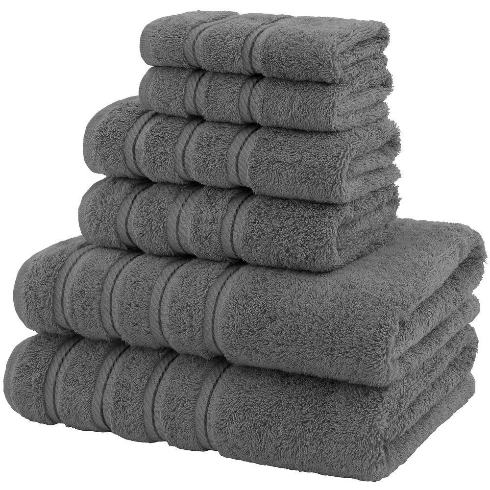 Gray 6-Piece Turkish Cotton Towel Set