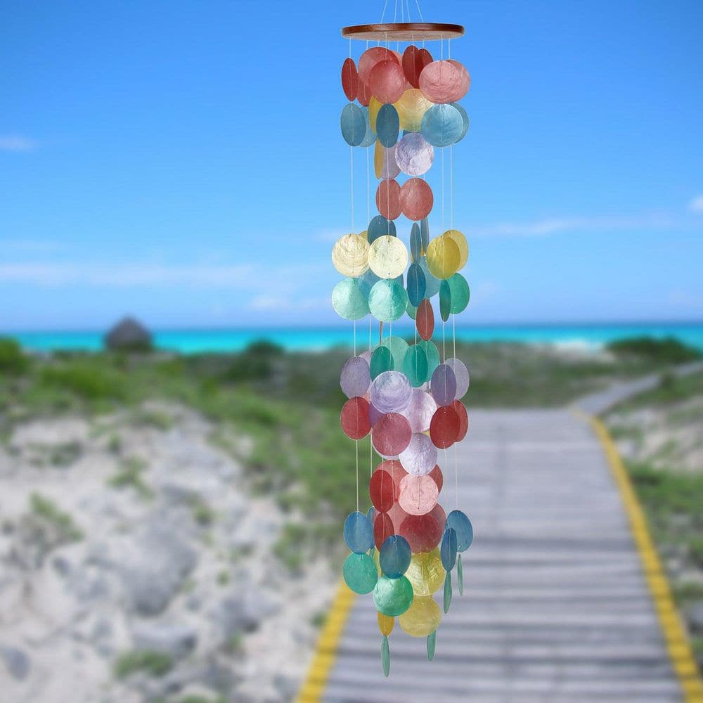 Multicolored Capiz Shell Waterfall Wind Chime, 40" Long