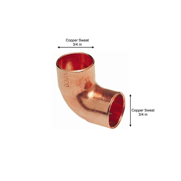 10 1-1/4" C x 3/4" C 90-Degree Reducing Copper Elbows 