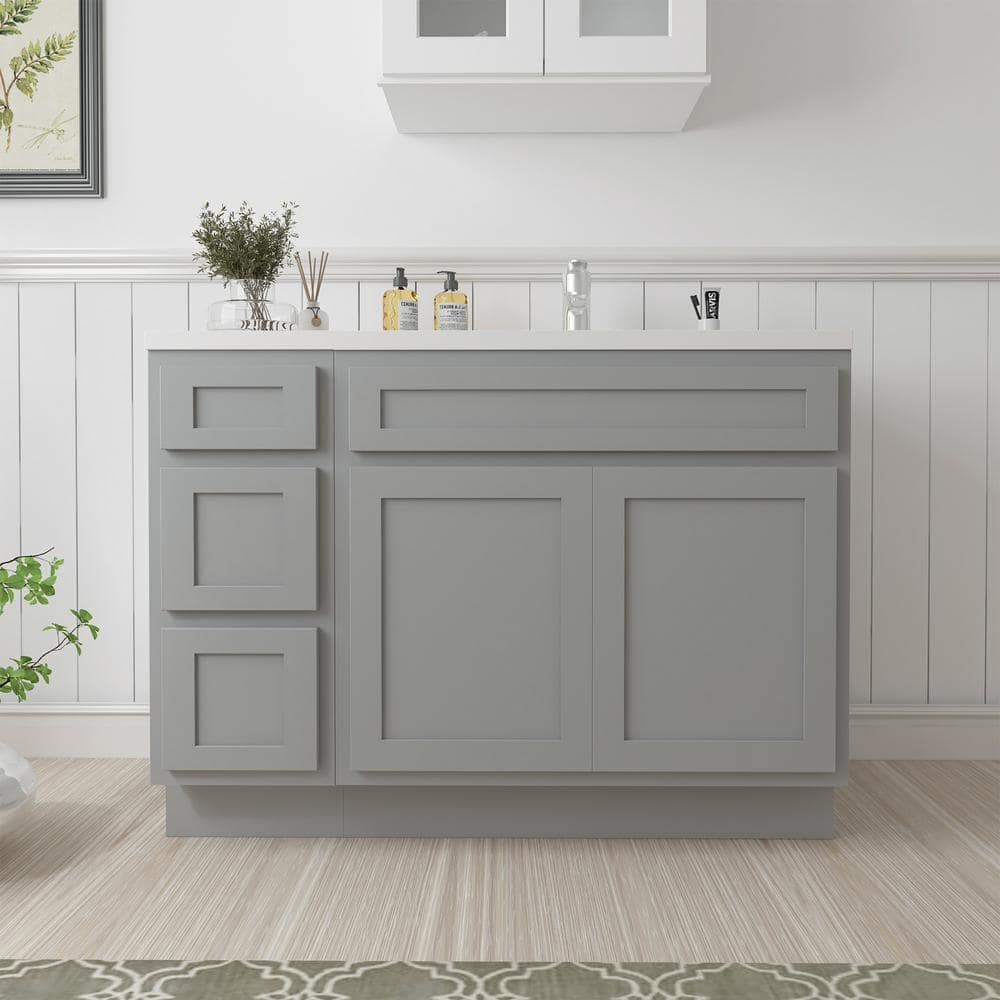 51 in. W x 21 in. D x 32.5 in. H Bath Vanity Cabinet without Top in Gray (Unassembled) price history on PriceWatchPro