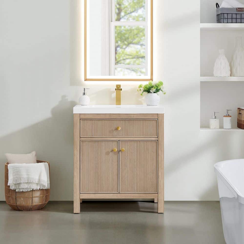Altair Cerrito 30 in. Single Freestanding Natural Oak Bath Vanity