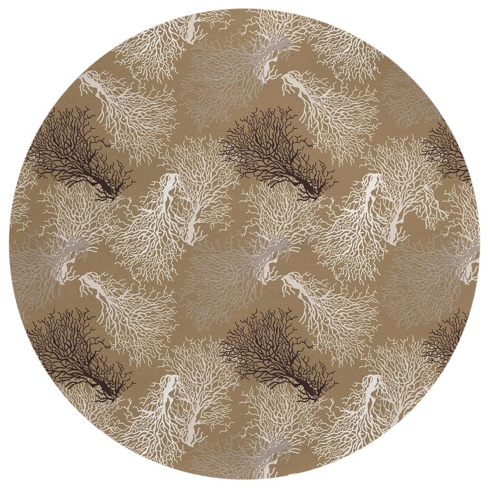 Surfside Taupe 8 ft. x 8 ft. Geometric Indoor/Outdoor Area Rug