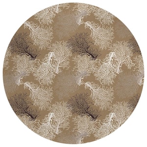 Surfside Taupe 8 ft. x 8 ft. Geometric Indoor/Outdoor Area Rug