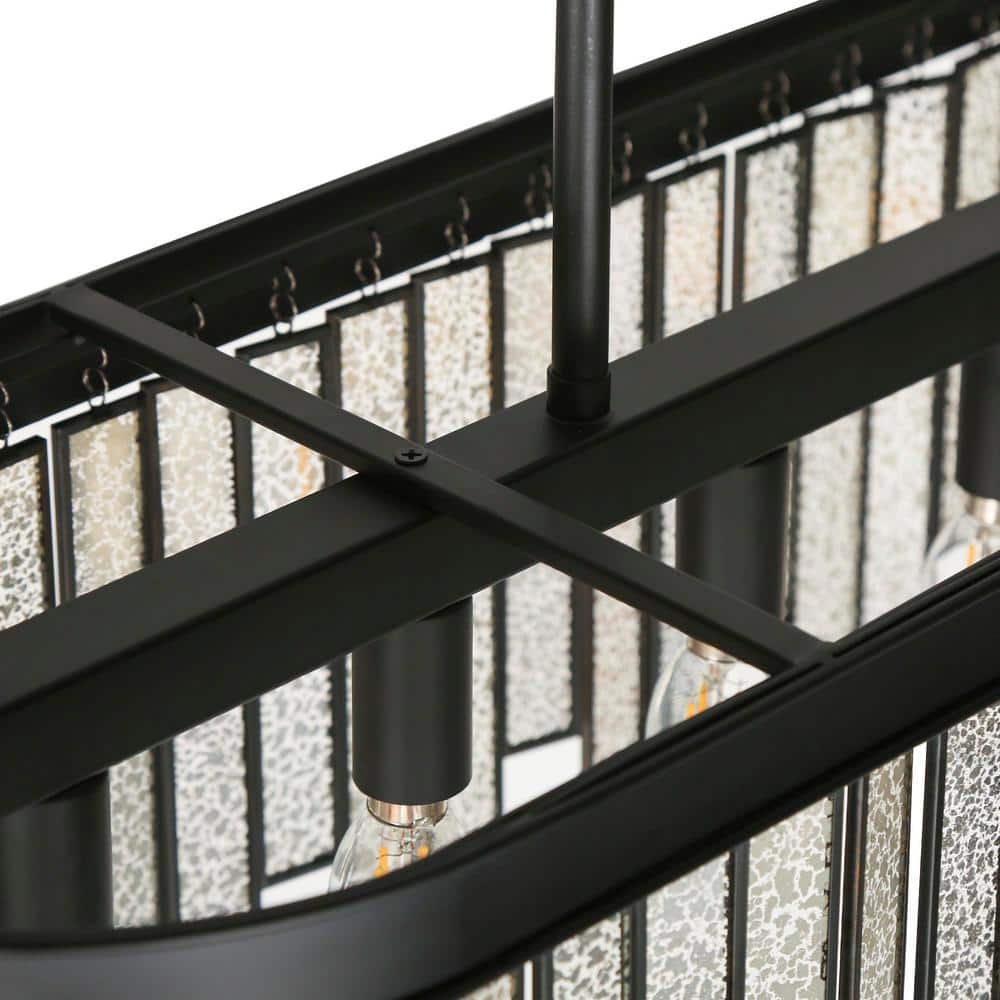Matte Black and Mercury Glass 6-Light Linear Chandelier