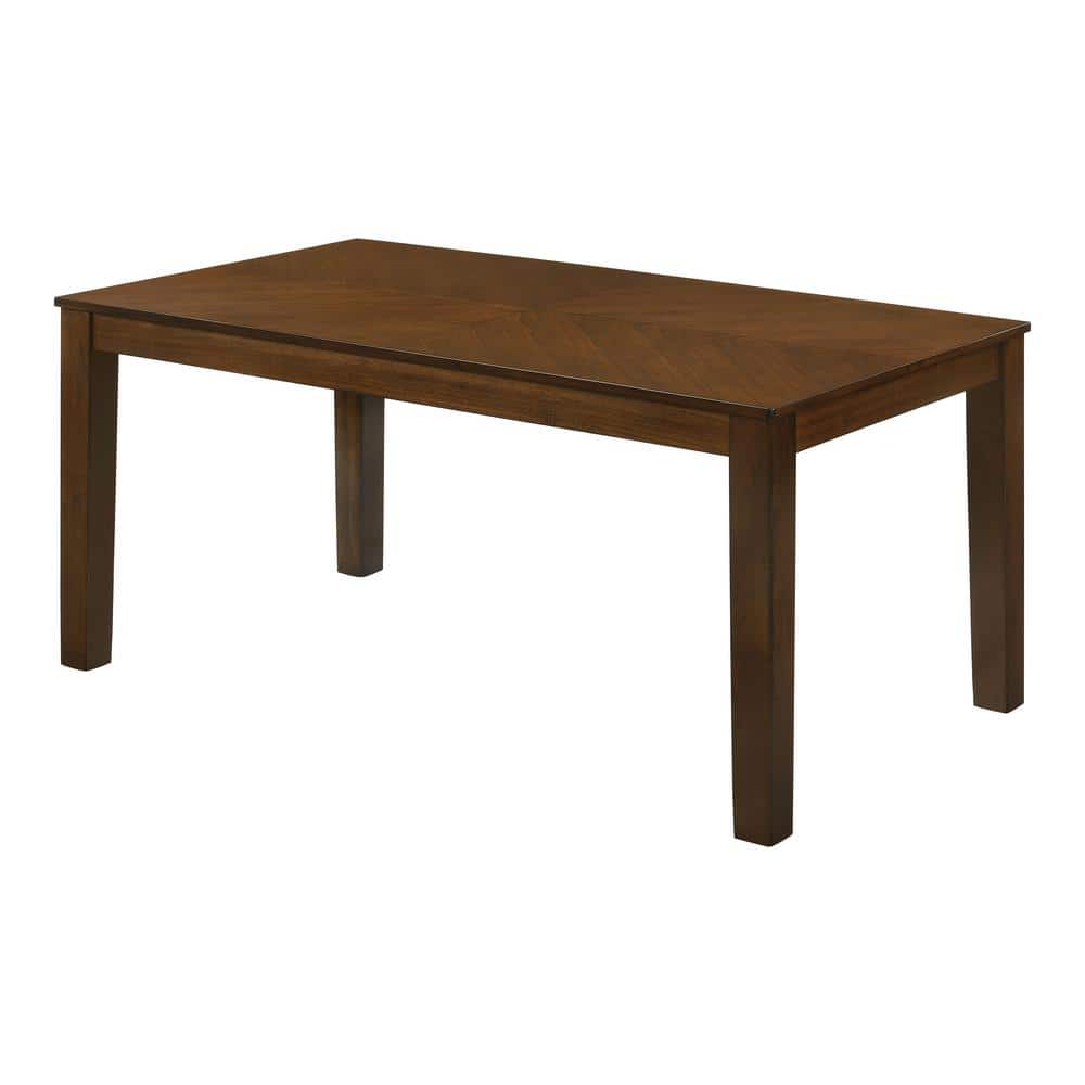 Furniture of America Ederie 65 in. Rectangle Walnut Wood Top Dining