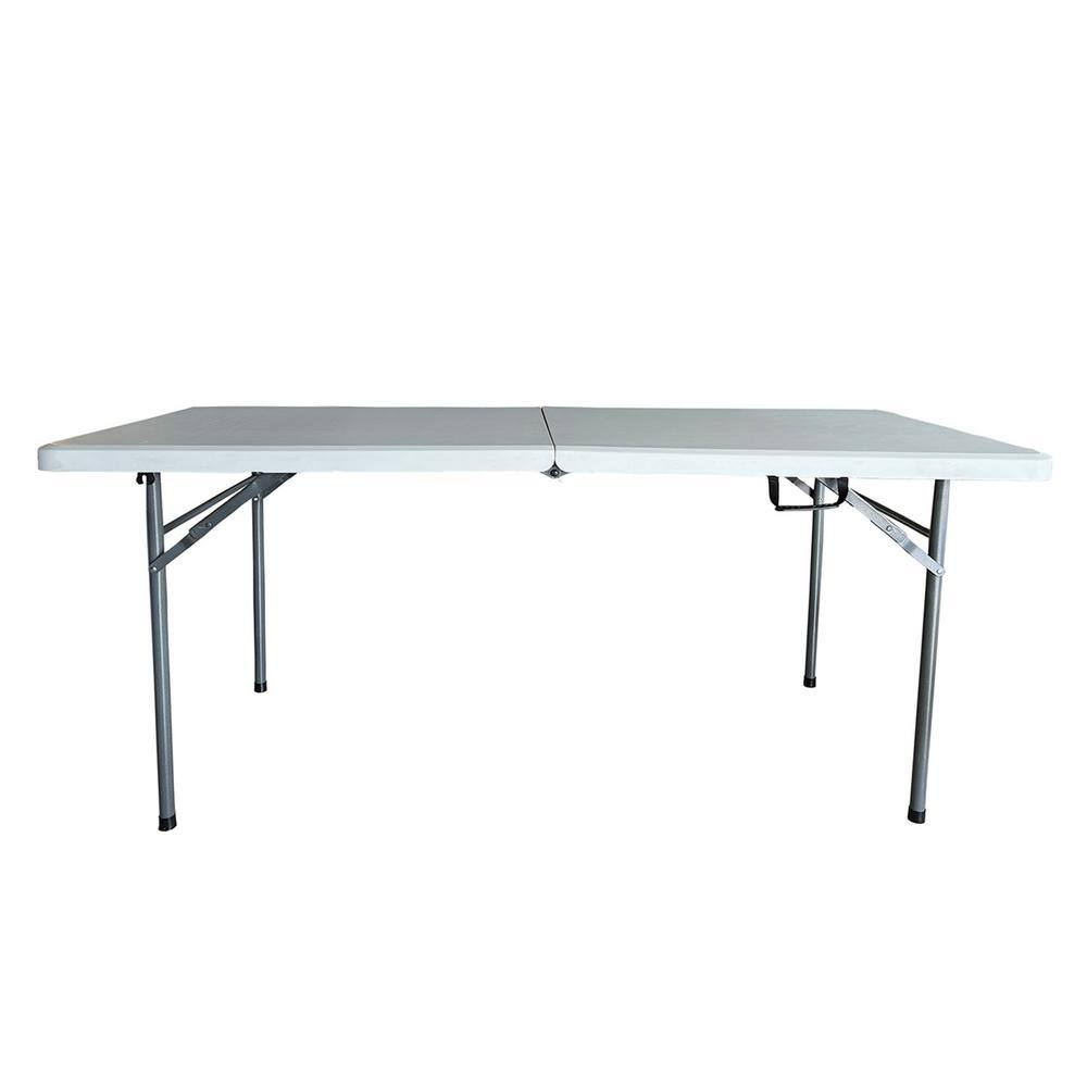 Details about   Solid Folding Table 6 ft White Plastic Portable For Picnic Indoor Outdoor 