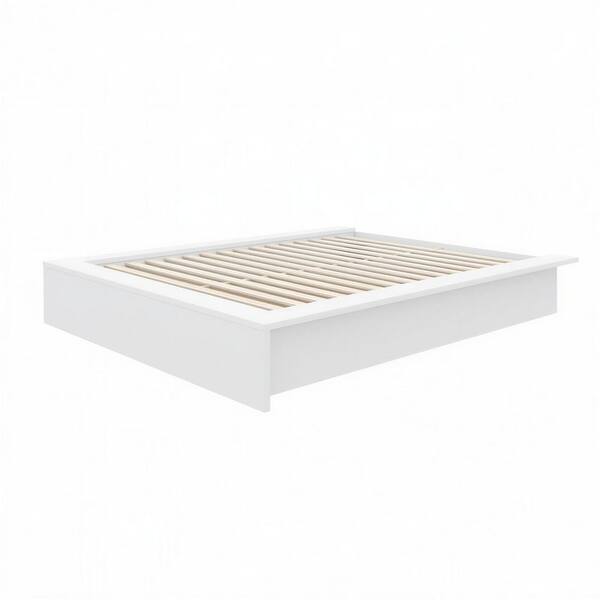 James White Frame Queen Size Platform Bed